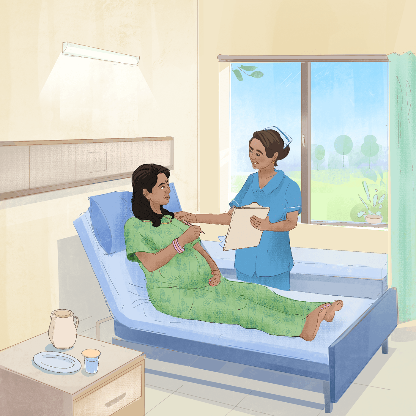 Hospital scene illustration