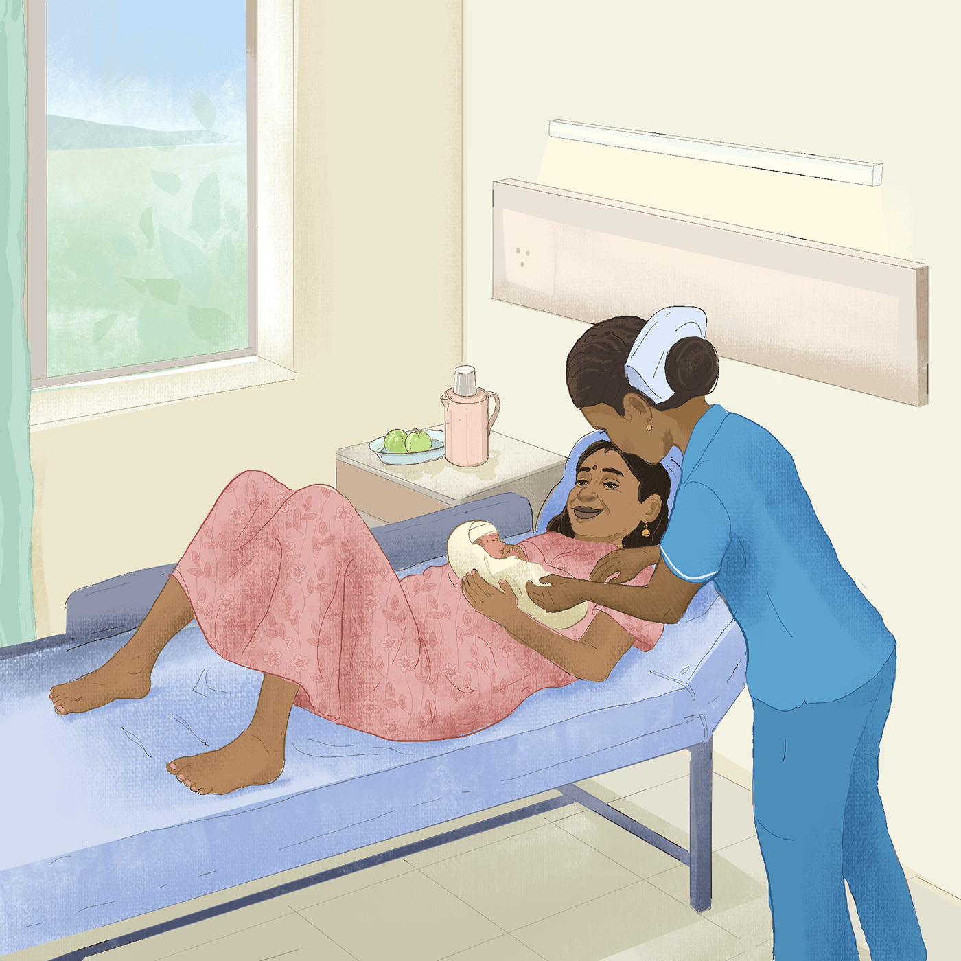 Mother and newborn illustration