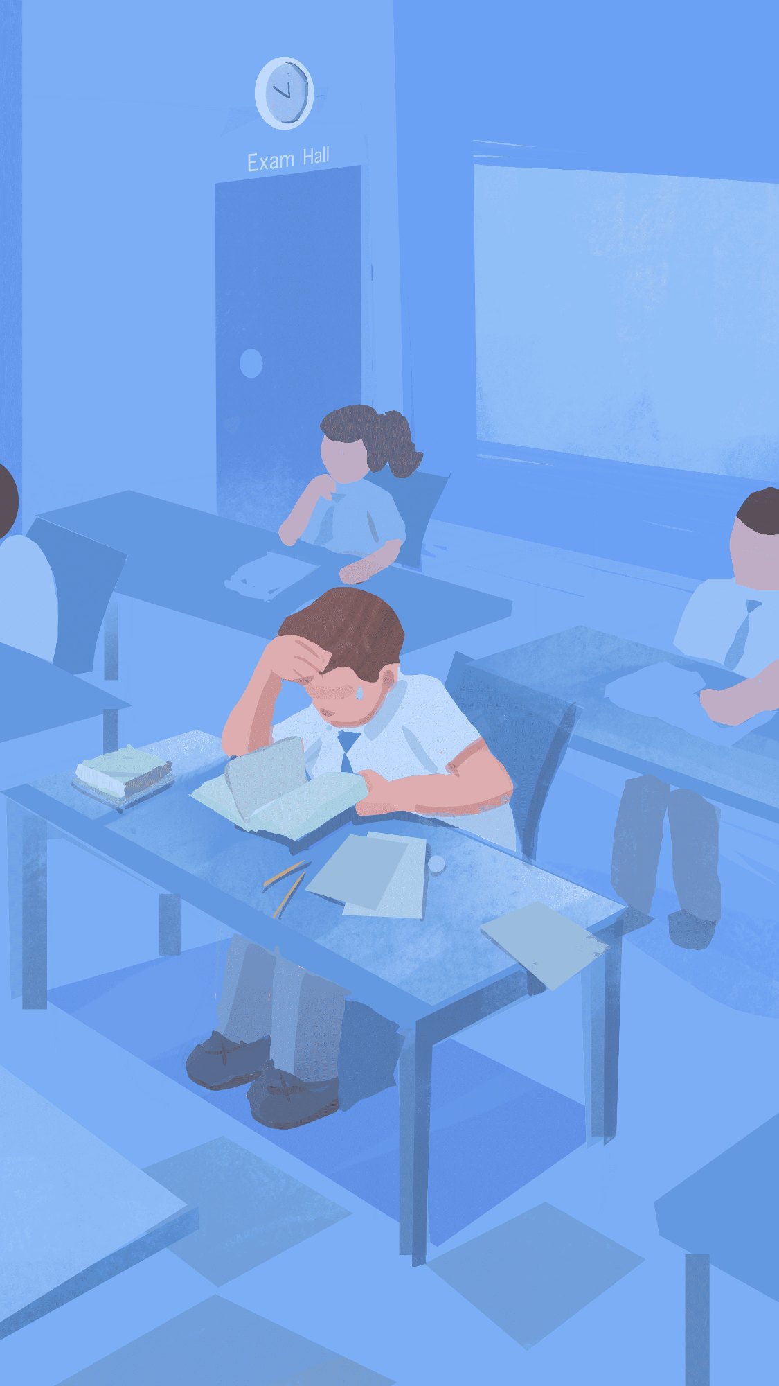 Exam hall illustration